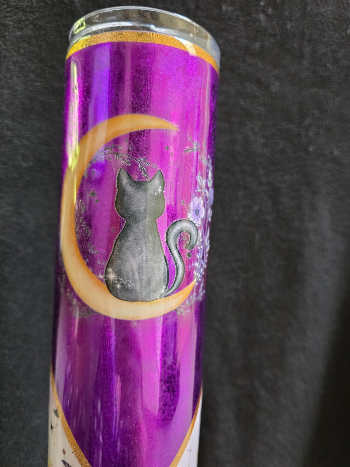 Purple Cat & Moon | 30oz Skinny Stainless Steel Epoxy Tumbler