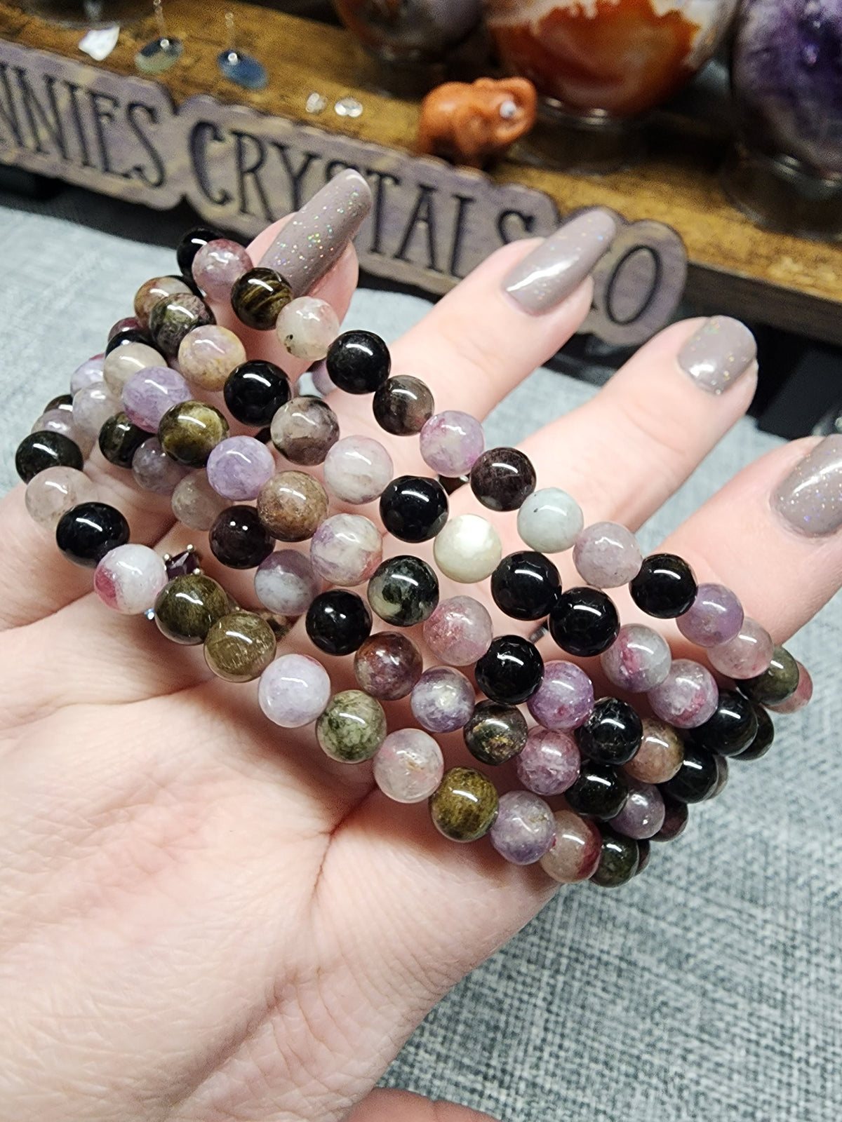 Natural Watermelon Tourmaline 6mm Stretch Bracelet