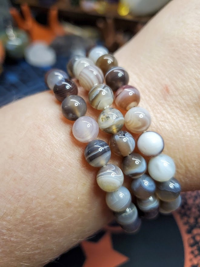 Natural Botswana Agate 8mm Stretch Bracelet