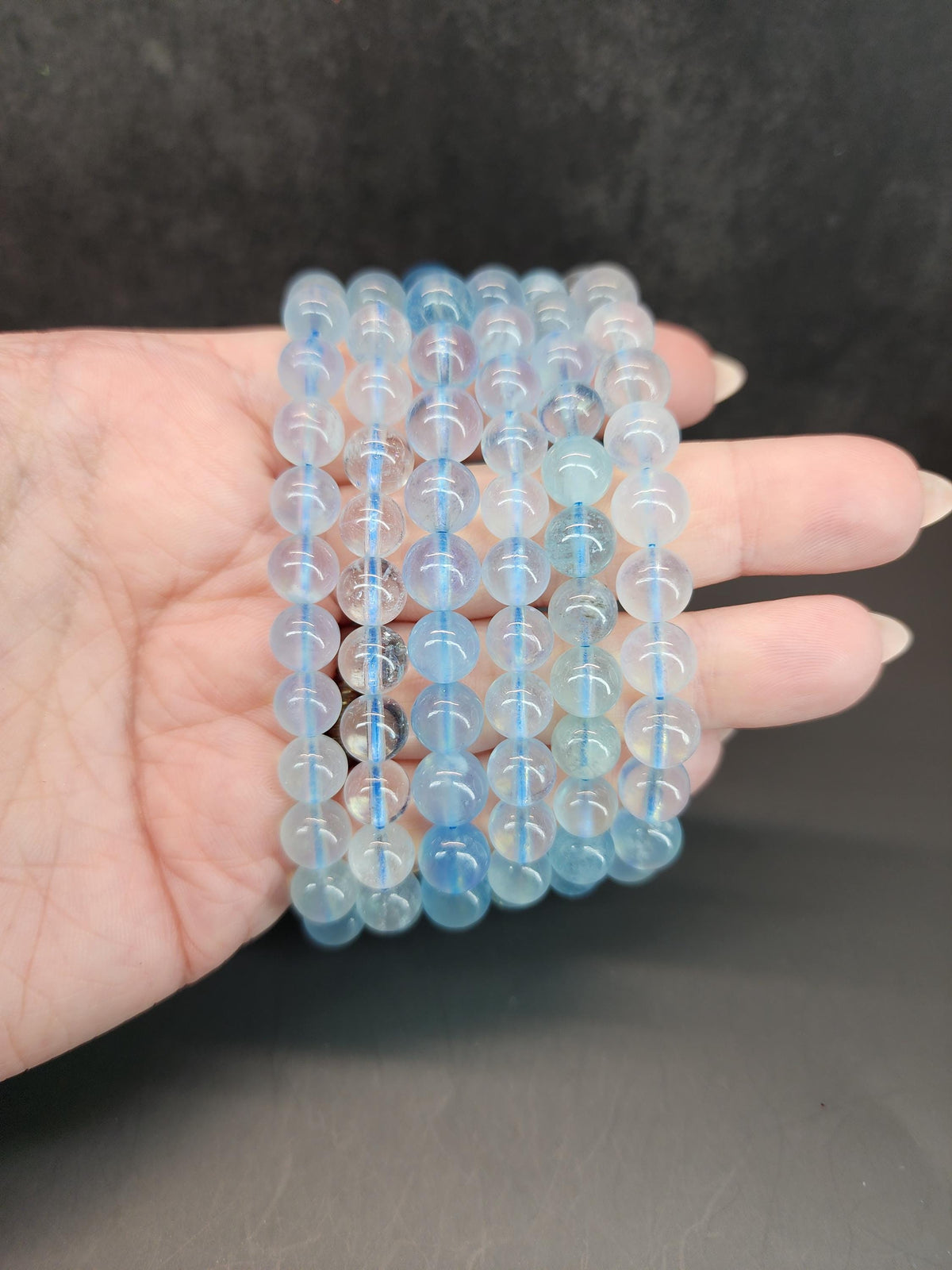 Natural Aquamarine 8mm Stretch Bracelet
