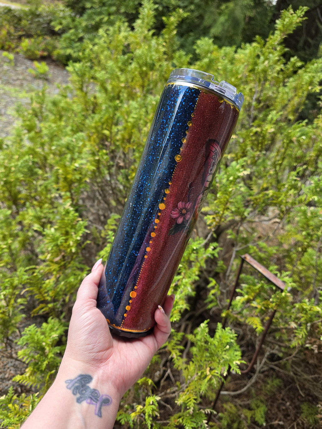 Two Toned Butterfly | 30oz Tapered Skinny Stainless Steel Strawbler Epoxy Tumbler