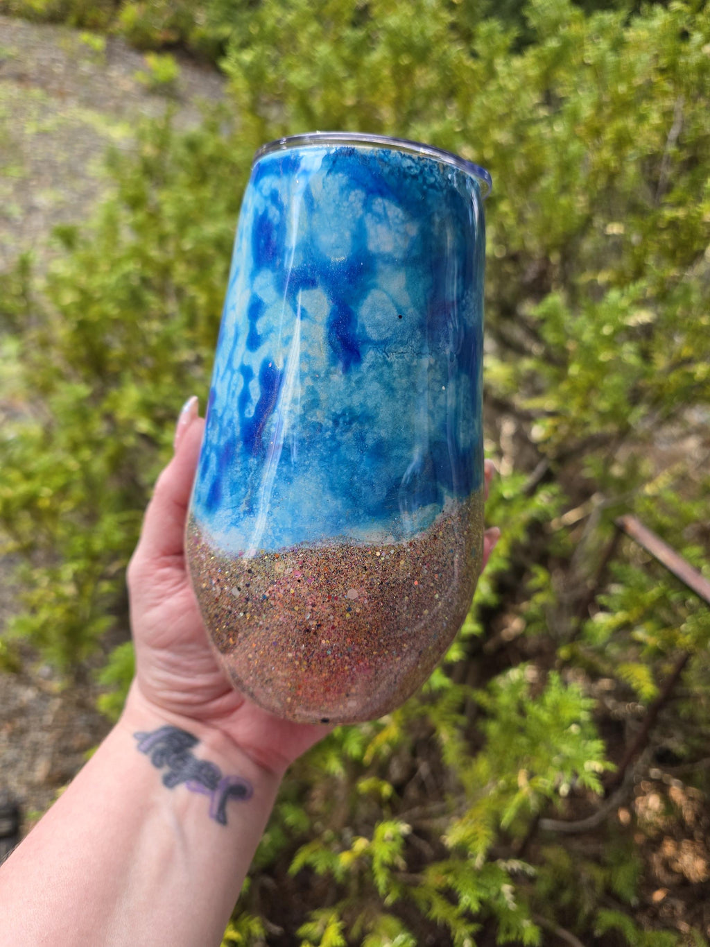 Anchor at the Beach | 17oz Stemless Wine Glass Stainless Epoxy Tumbler