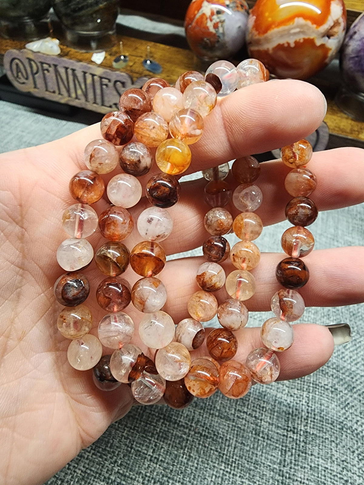 Natural Fire Quartz 8mm Stretch Bracelet
