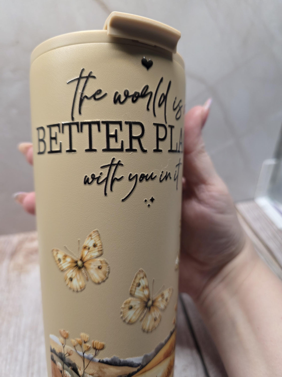 Floral Quote | Powder Coated Stainless Steel 24oz Tumbler