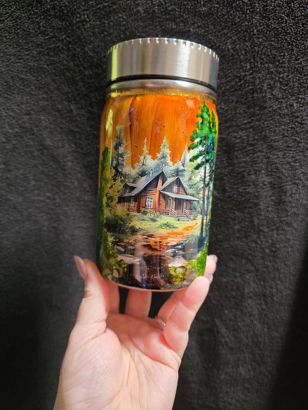 Mossy Cottage Wood Grain | 17oz Push Top Stainless Steel Epoxy Tumbler