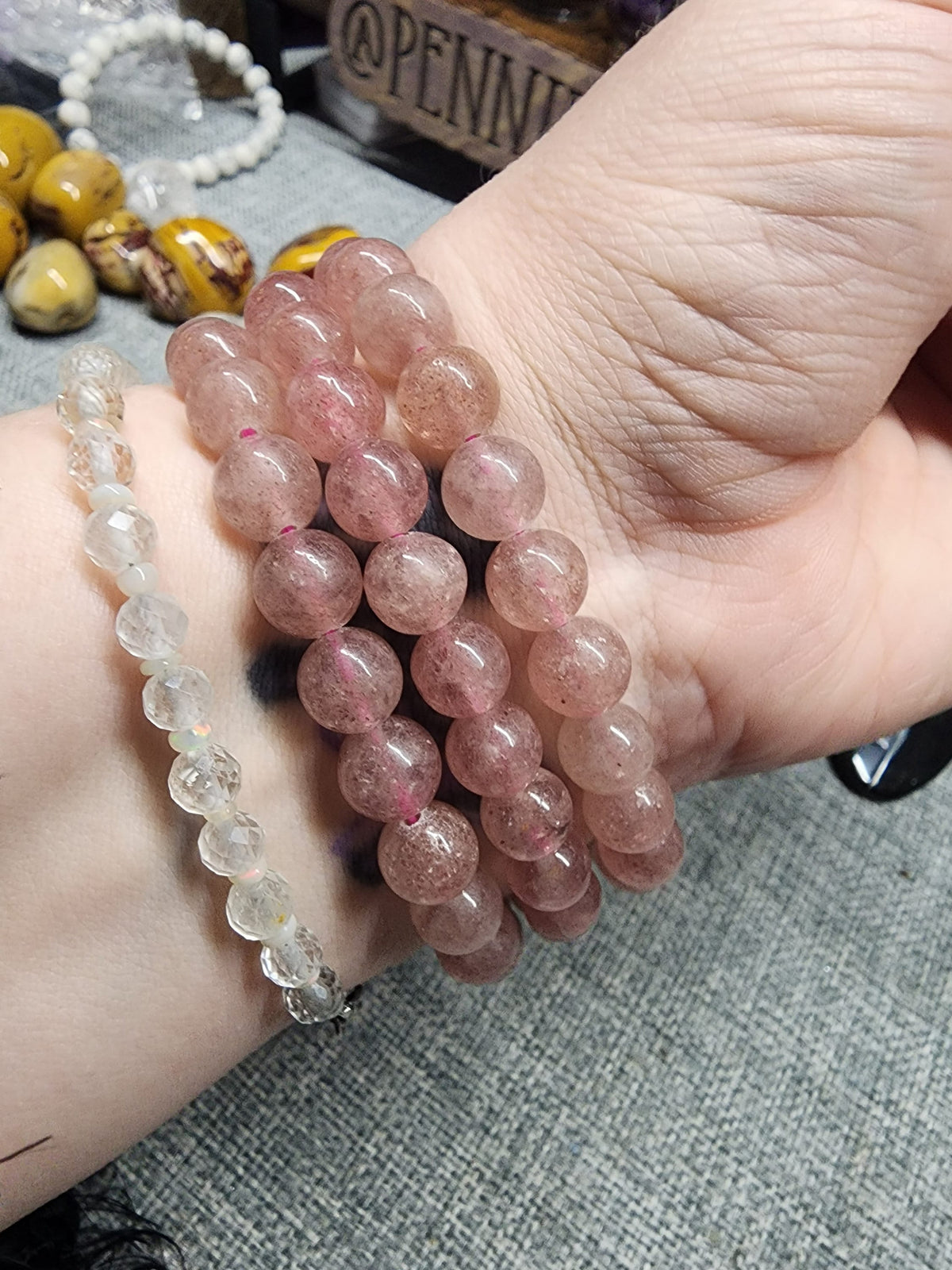 Natural Strawberry Quartz 8mm Stretch Bracelet