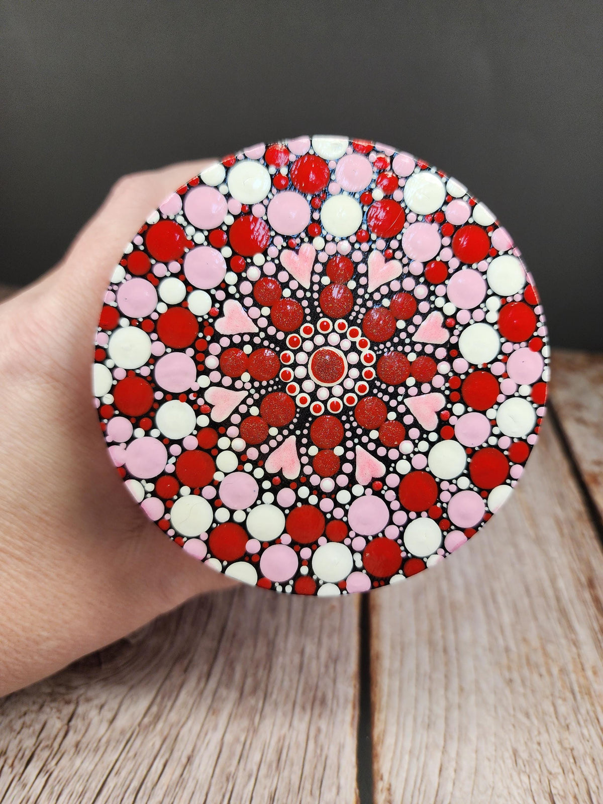Strawberry Hearts Mandala Stash Jar
