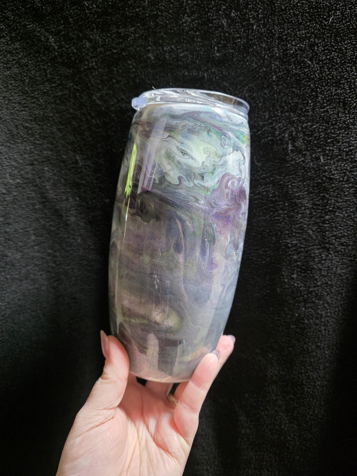 Purple Owl Color Shift Swirl | 25oz Stemless Wine Glass Stainless Epoxy Tumbler
