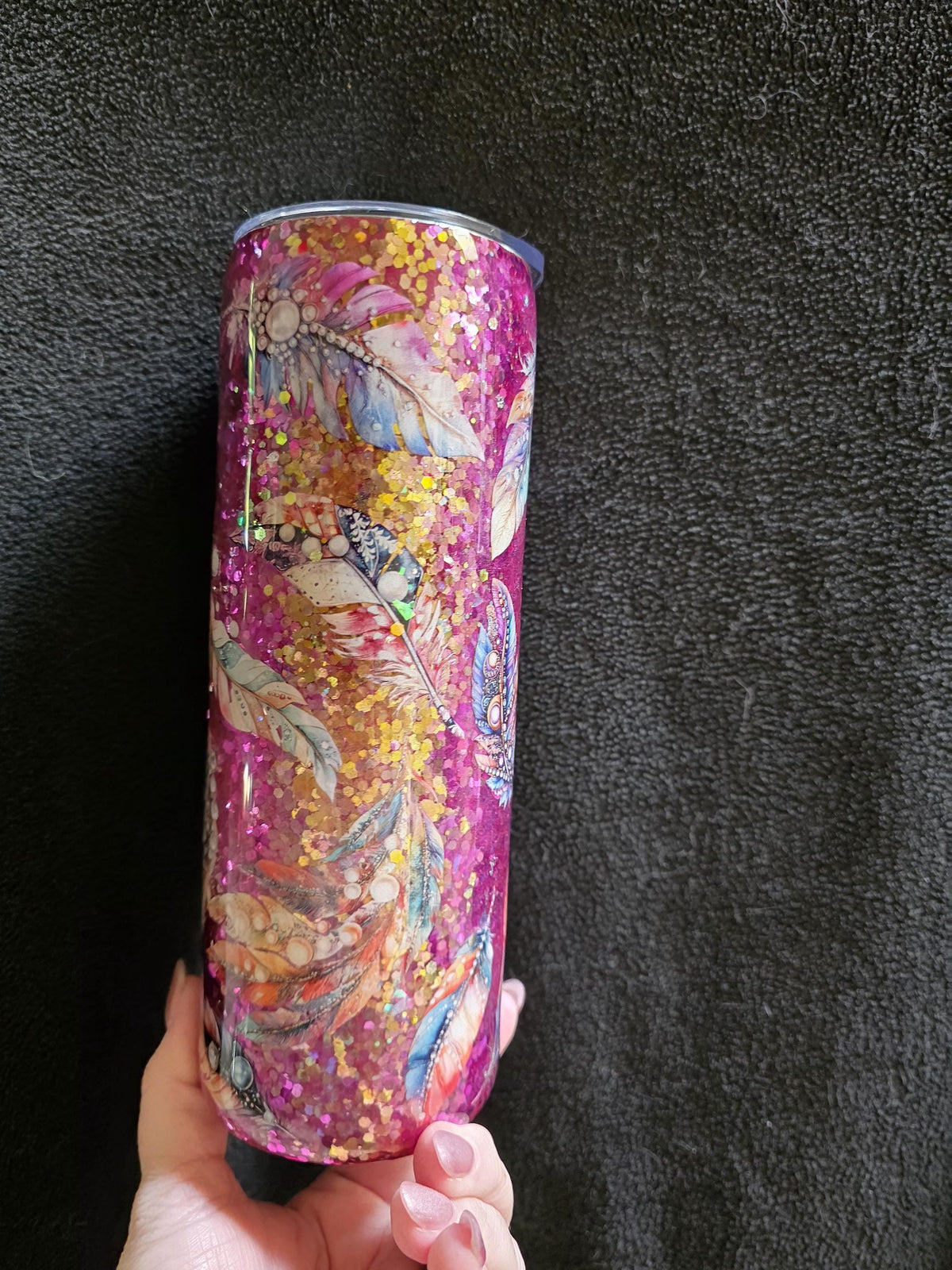 Feathers & Gems Color Shift | 20oz Skinny Stainless Steel Epoxy Tumbler