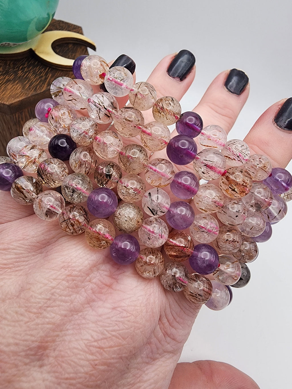 Natural Amethyst & Rutile Melody 8mm Stretch Bracelet