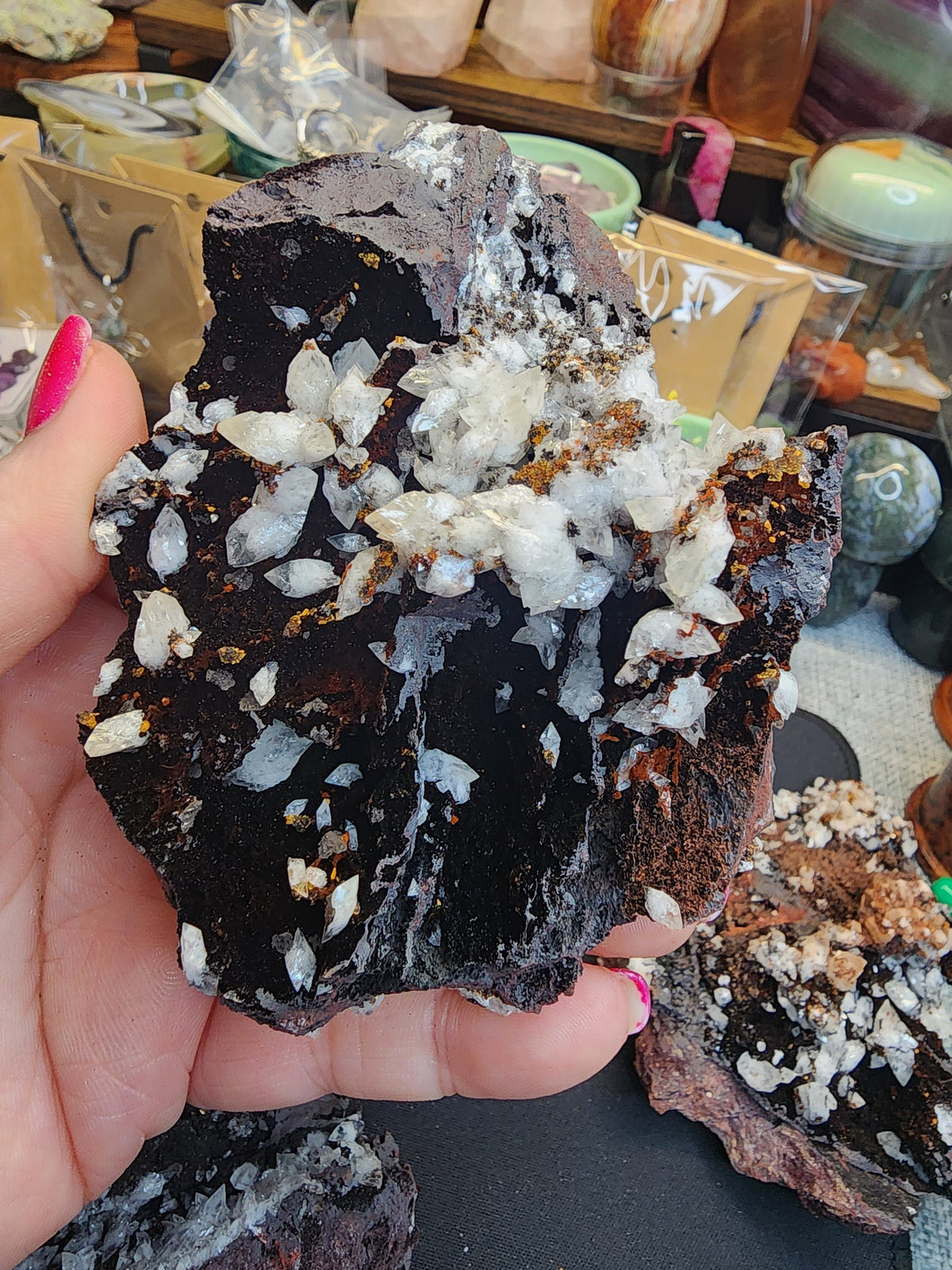 Diamond Calcite with Hematite on Matrix Specimens