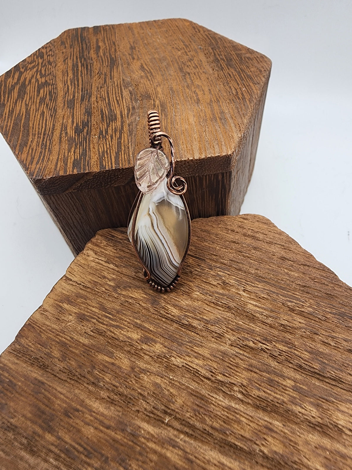 Botswana Agate Teardrop Wire Wrapped Pendant