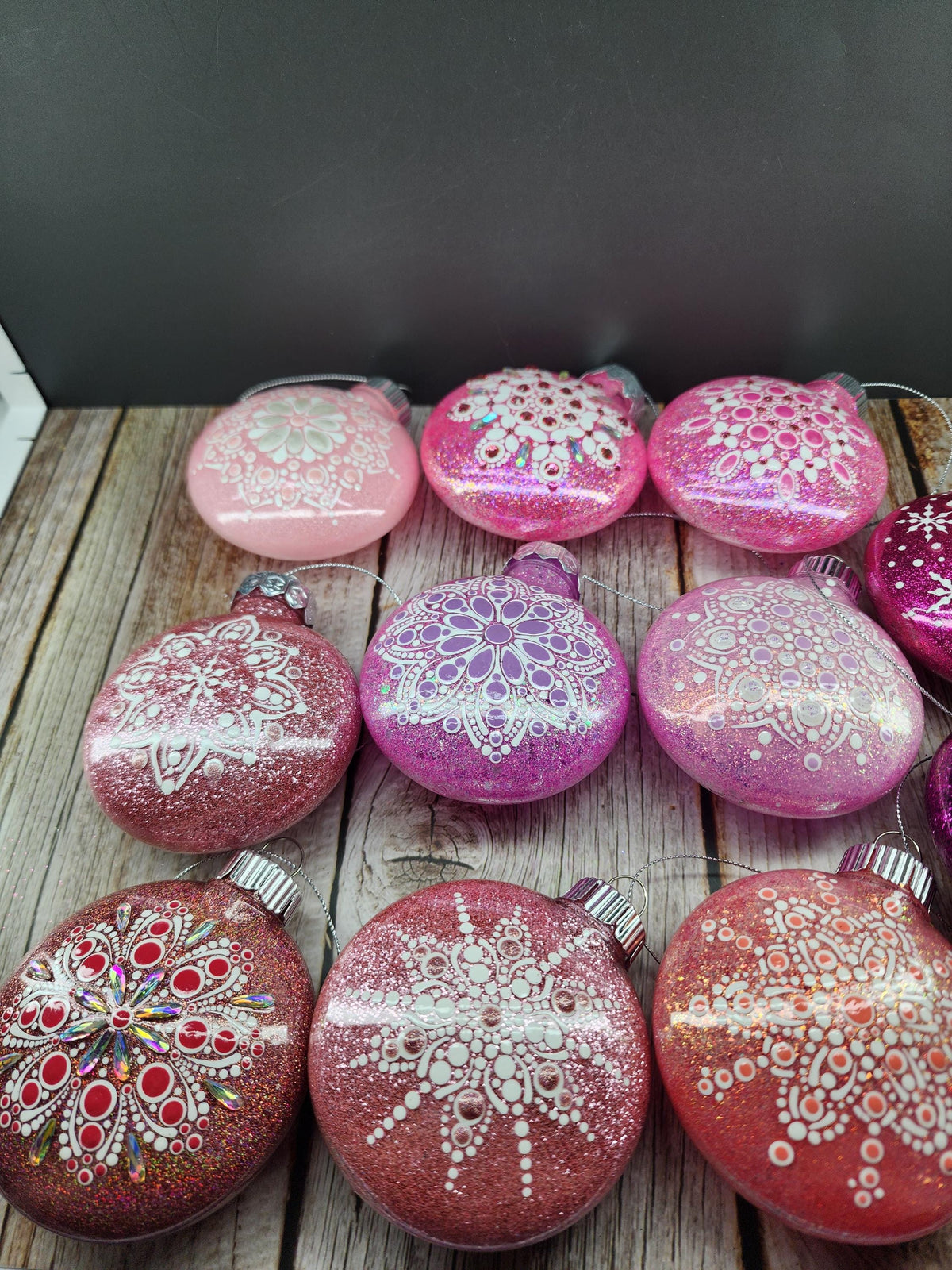 Pinks - Hand Painted Mandala Glitter Ornament | Shatter Proof & Pet Friendly