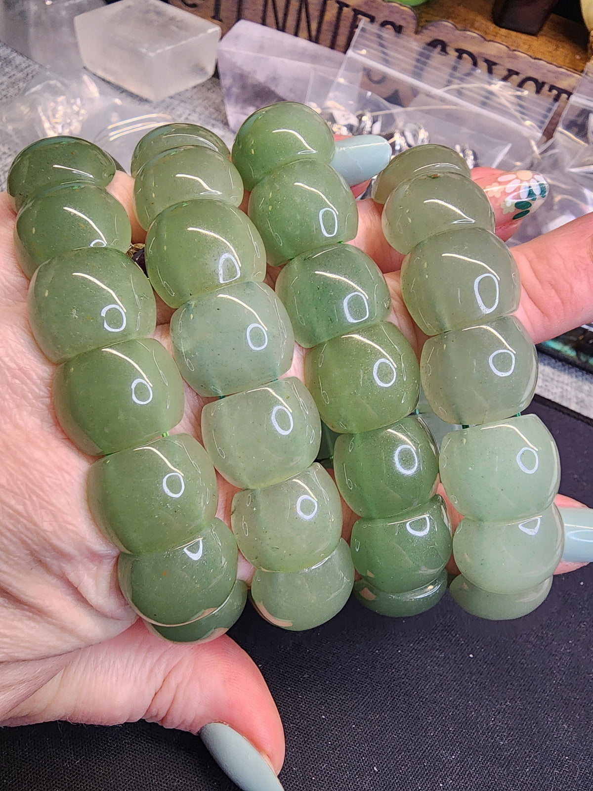 Natural Green Aventurine 18mm Stretch Bangle