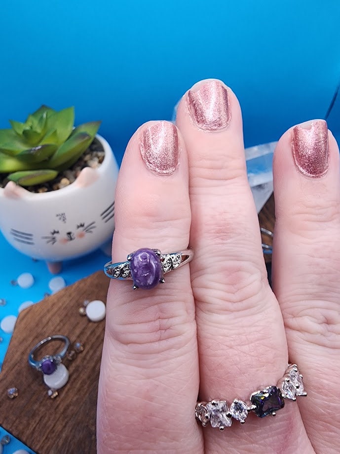 Natural Charoite Ring