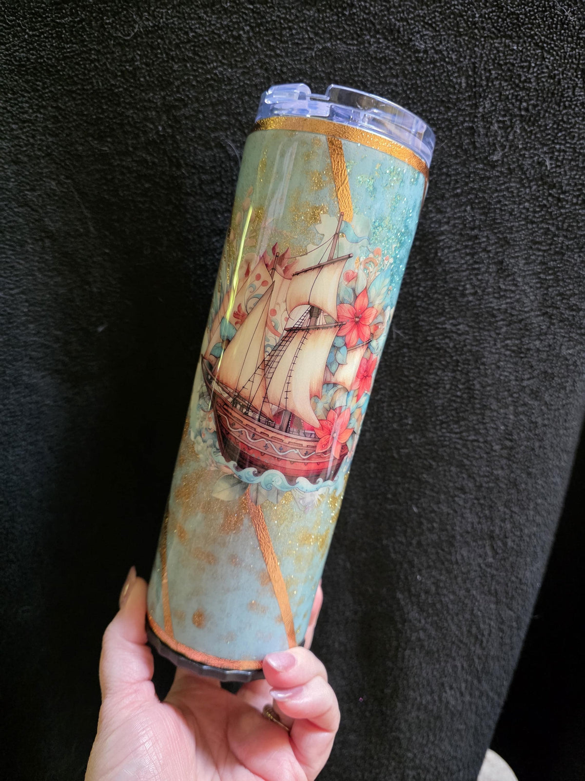 Floral Ship | 20oz Stainless Steel Skinny Strawbler Epoxy Tumbler